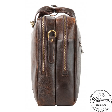 Кожаная мужская сумка-рюкзак "Генри" (коричневый эксклюзив)